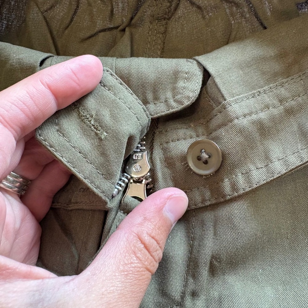 Qinsen Women's Small Olive Green High‎ Waist Wide Leg Cargo Pants Elastic NWT - Picture 7 of 10